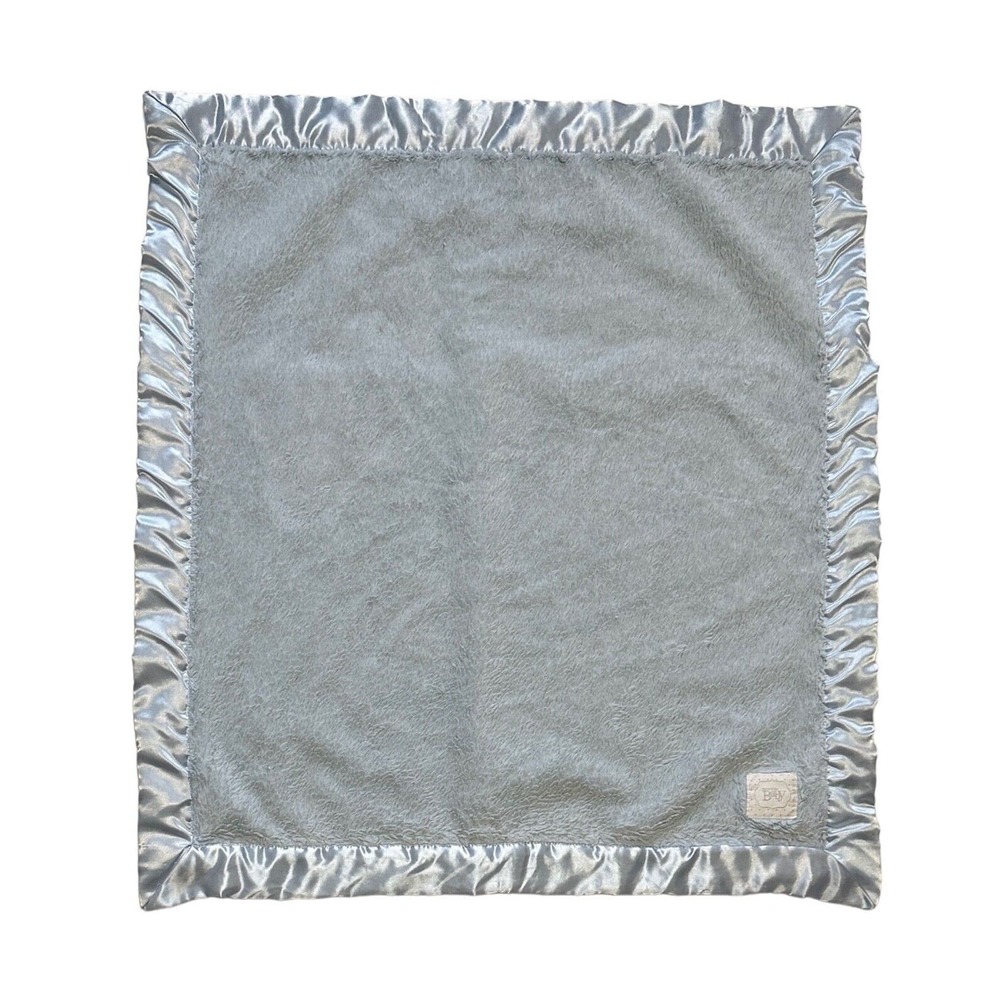 Nordstrom Baby Blue Satin Trim Fuzzy Soft Thick Plush Security Blanket Lovey